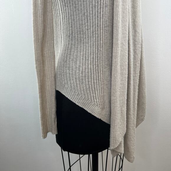AllSaints Addie Cardigan Beige Wool-Alpaca Blend Shawl Collar Ribbed Knit S - Picture 5 of 10